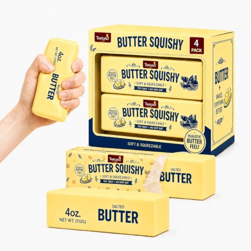 Image of 4PCS Butter Squishy - Slow Rising Butter Squishy Toy, Realistic Food Fidget Toys for Adults, Soft PU Material, Sensory Anxiety Relief & Focus Aid, Portable 5.5 Inch Squishy Butter for Office & Home