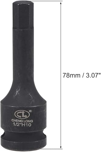 Miniatura 9 de uxcell 12" Drive x H19 (0.748 in) Dócalo de impacto de broca hexagonal, métrica de 3 pulgadas de longitud, uso de acero CR-MO con destornilladores