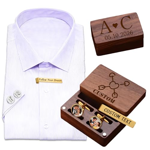Juego de Mancuernillas y Sujetacorbatín Personalizados para Hombre miniatura 1