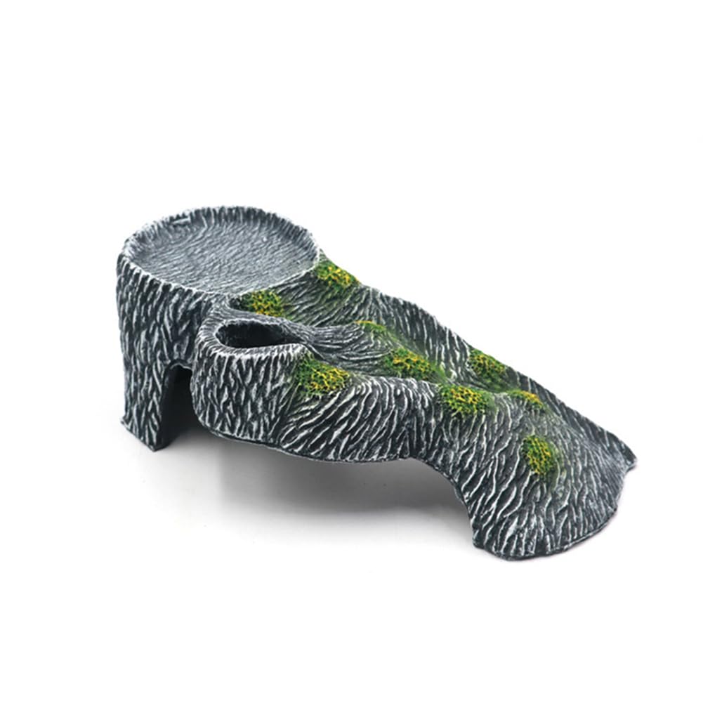 Reptile Hiding Cave Turtle Basking Platform Fish Shrimp Hideouts Aquarium Reptile Terrarium Hiding Decoration for Lizards Turtles Fish. (D) - Image 4