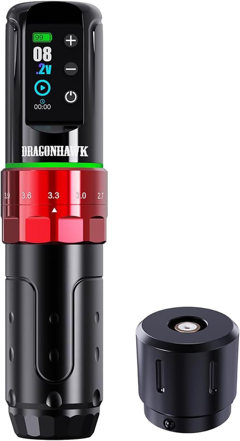 Dragonhawk L3 Cordless Tattoo Gun Machine with 2000mAh Battery - 7 Strokes Rotary Tattoo Pen Powerful Mcore-L Motor Smart Display for Beginners and Artists