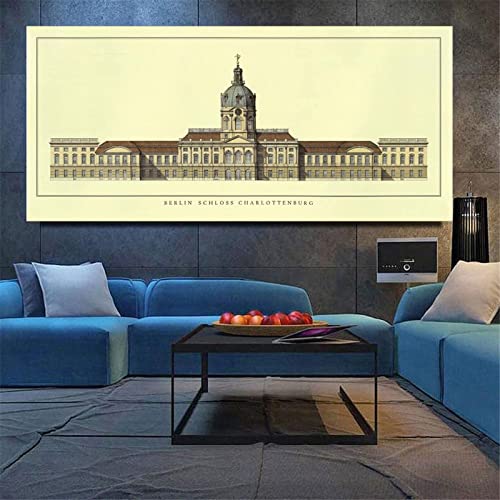 Minimalist Posters Famous Architectural Art Charlottenburg Palace Berlin Architecture Posters Canvas Print Picture Wall Art Poster For Home Family Decor 24X48Inch(60X120Cm) Frame-Style #TOP1