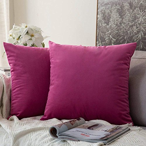 Image of Khooti Velvet Cushion Cover, 16x16 | Pink | Pack of 5 | Solid Plain Soft & Smooth, Decorative Cushion Covers for Living Room, Bedroom, Couches, Chairs, Sofas, Beds & Home Decor