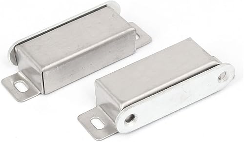 IIVVERR Cabinet Door Metal Shell Magnetic Catch Latch Silver Tone 71mmx23mmx15mm 2pcs (Puerta del armario concha metálica, cierre magnético,