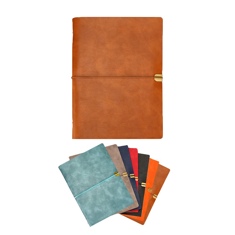 SagaSave 2PCS Leather Journal, A5 Leather Notebook, 23 x 17 cm, 200 Pages Refillable Notepad Diary, Personal Pad Notes Travel Journal, Gift For Birthday Anniversary Women Men Him (Brown)