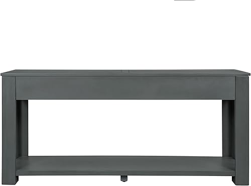 Miniatura 9 de Merax Mesa de entrada de 2 niveles con estante de almacenamiento, mesa consola de 63 pulgadas con 4 cajones, mesa de sofá larga para entrada,