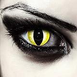 Gelbe farbige Katzen Kontaktlinsen ohne Stärke für Halloween Karneval Katzenaugen Farblinsen in gelb Design: Yellow Dragon