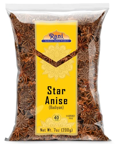 Rani Star Anise Seeds, Whole Pods (Badian Khatai) Spice 7oz (200g) ~ All Natural | Gluten Friendly | NON-GMO | Kosher | Vegan | Whole Chinese Anise Star Pods Sun Dried Spice, Anis Estrella / Illicium Verum, Widely Used for Baking, Drinks, Cooking, and Tea