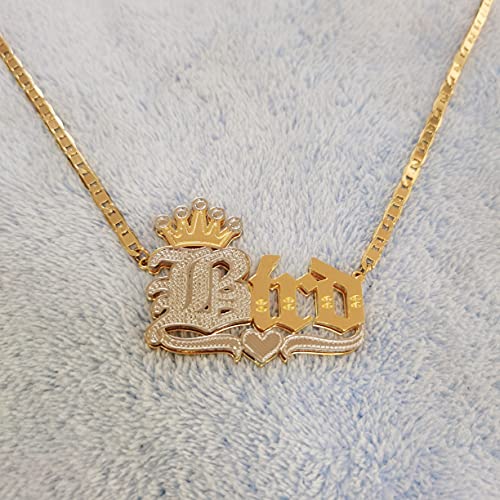 Bi-color Personalized Custom Name Initial 24K Gold Plated Double Plated Name Necklace Custom Nameplate Necklace Personalized Birthday Gifts2