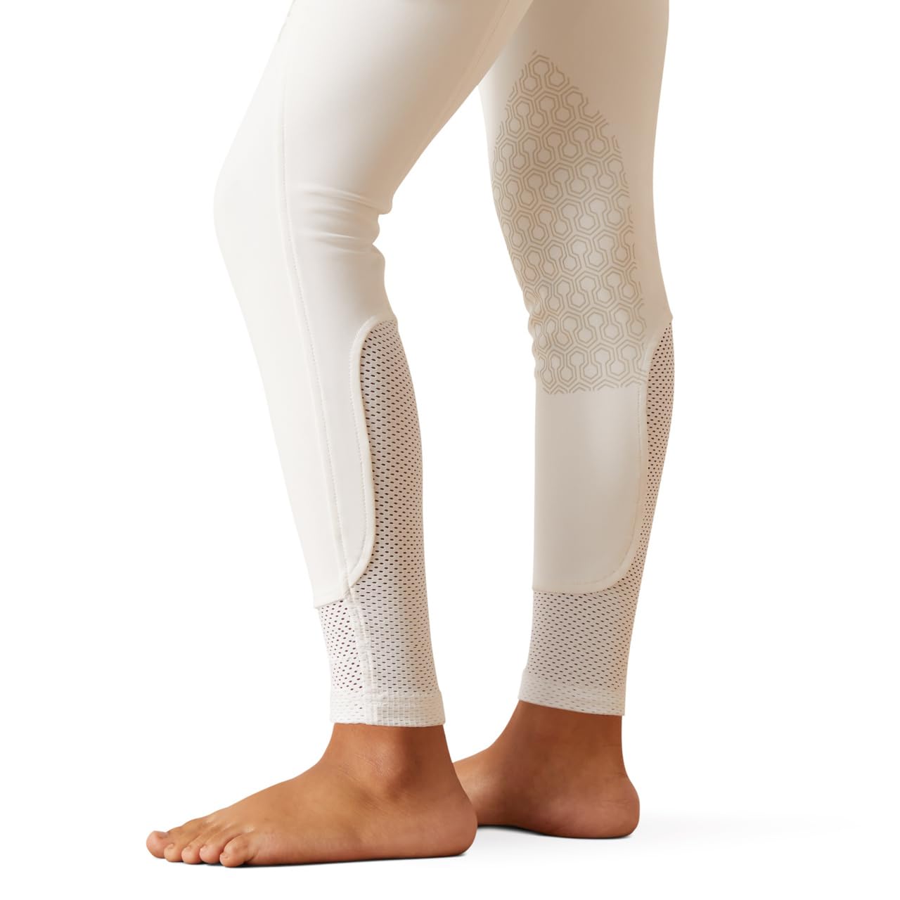 ARIAT Kids' Tri Factor Grip Knee Patch Breech, White, 12