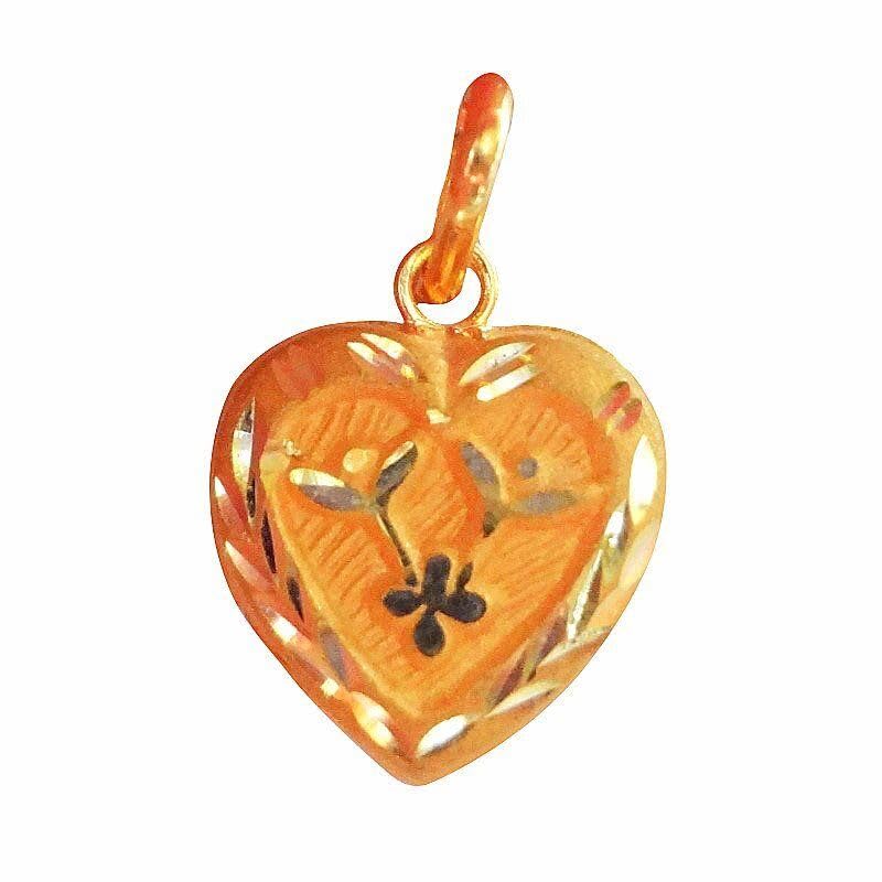Or Jaune Cœur Pendentif 18K/22K pour sublimer toutes vos tenues de soirée