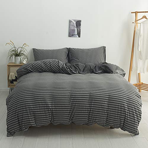 DOUH - Juego de funda de edredón y funda de almohada de algodón suave y cómodo, 3 piezas, para todas las estaciones, 1 funda de edredón y 2 fundas de almohada
