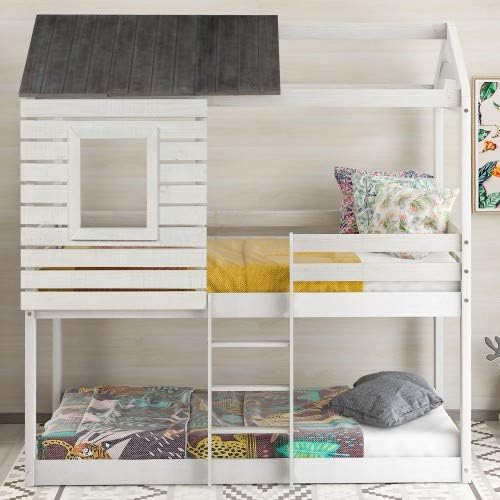 Mera Twin Over Twin Bunk Bed with bedding.