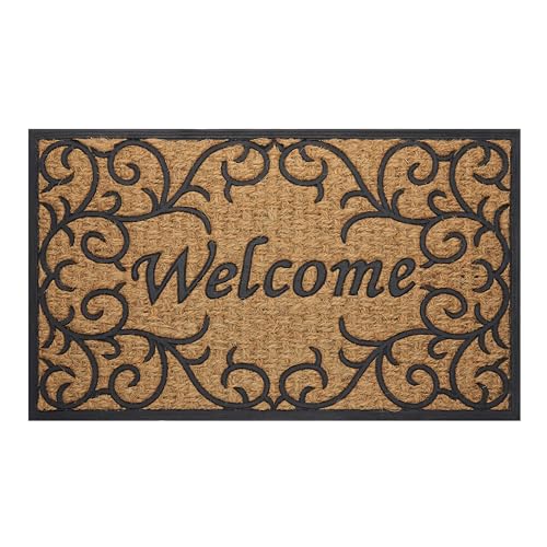 ACHIM Front Door Mat for Outdoor Entrance - 18 Inch Length, 30 Inch Width (Vines) - Welcome Mat - Waterproof Doormat Rugs for Front Patio Entryway - Outdoors & Indoor Floor Mats Home Décor