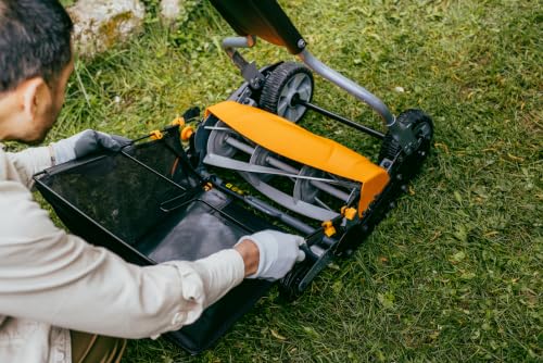 Fiskars Bac de ramassage pour tondeuse Fiskars StaySharp Max, Capacité: 18 litres, StaySharp, Noir/Orange, 1000592