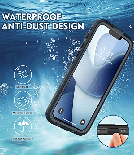 Dewfoam Design For Iphone 14 Waterproof Case, Shockproof Dustproof Phone Case For Iphone 14 With Screen Protector, Full Body Protective Cover For Iphone 14 6.1'' (Black) #TOP3