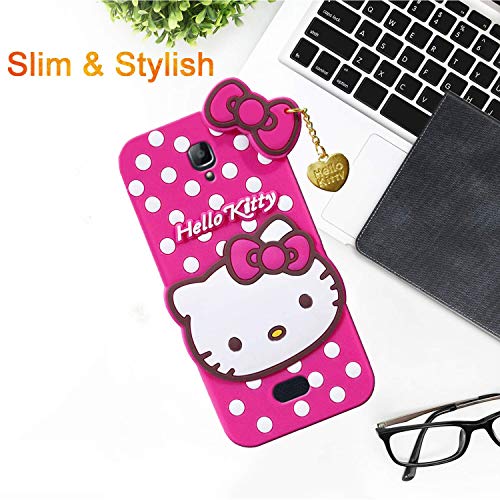 Image of Unirock Hello Kitty Back Case Cover for Oppo NEO 5 | 3D Cute Hello Kitty Case |Soft Silicone Rubber Back Cover with Pendant Kitty Cover for Oppo NEO 5 (Pink)
