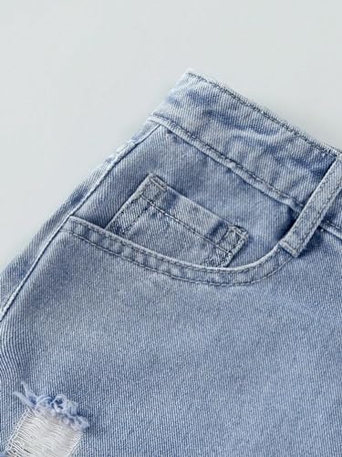 Floerns Girls Elastic Waist Distressed Ripped Straight Leg Denim Jeans4