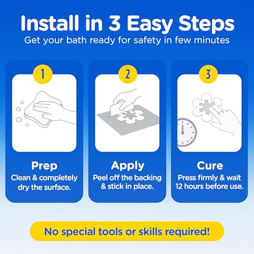 COMPAC HOME Safe-T-Shapes Anti-Slip Bathroom Decals - 7 Large White Daisies with Removable Inner Daisies (14 Total), Flexible Non-Slip Tub & Shower Safety, Decorative Design - image 6