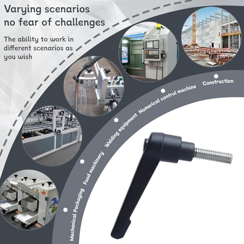 Image of Clamping Lever Handles with Quick Release Push Button Locking, 304 Stainless Steel M6 x 20mm Stud - Black (6 Pack)