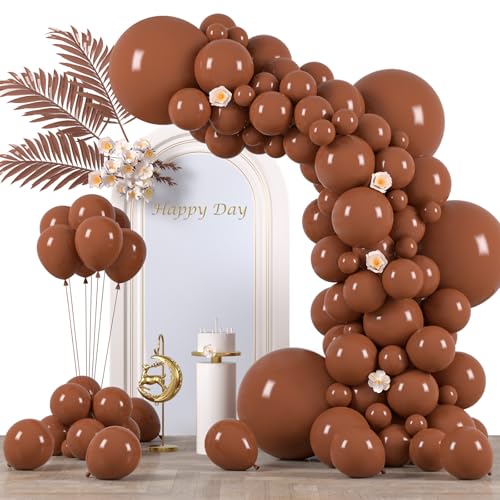 Image of Voircoloria 130pcs Coffee Brown Balloons Different Sizes 18 inch 12 inch 10 inch 5 inch Tan Latex Balloon Garland Arch Kit for Birthday Baby Shower Graduation Wedding Gender Reveal Anniversary Party Decorations