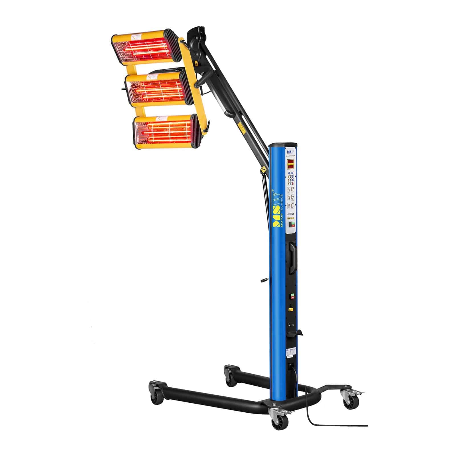 MSW IR-DRYER3000.1 Secador de Pintura Infrarrojo para Carrocería Coche (3300 W, 3 Lámparas, 40–100 °C, Superficie de Secado 1200 x 1000 mm, Altura Máxima 265 cm, Temporizador 1–99 min) Pulse