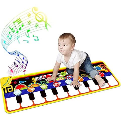 RenFox Baby Piano Mat with 25 Music Sounds, Kids Musical Playmat, Early Education Development Birthday Gift Music Toy for 1 2 3 Year Girls Boys, Piano Keyboard Touch Play Blanket for Child Toddlers Cover