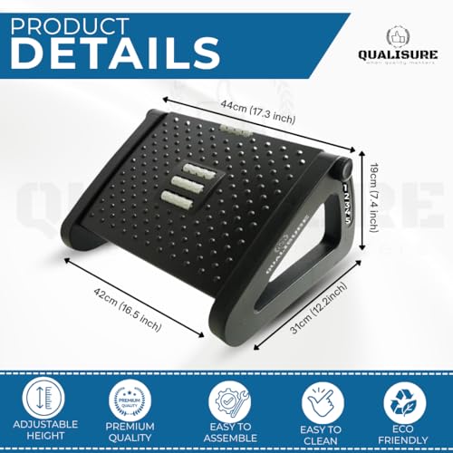 Image of Foot Rest Under Table, Adjustable Height Ergonomic Footrest for Office Desk with Massage Rollers, Acupressure Points & Anti-Slip Pad, Footrest for Office Table, Leg Rest Under Desk, Foot Stool for Home, Foot Stand, Stable Triangular Base
