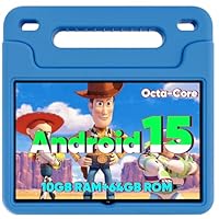 WXUNJA Android 15 Kids Tablet, 2025 Upgraded 10.1 Inch Tablets with Octa-core Processor, 6000mAh Battery, Kid Space, Parental Control,Pre-Loaded Kids Apps, 2.4/5GHZ Dual WiFi, Case Included, Blue