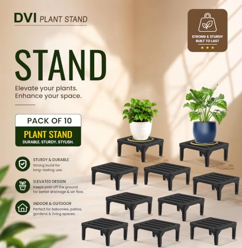 Image of DVI Heavy Duty Black Plant Stand | Pack of 10 | Strong, Durable, Rust-Proof | Supports Up to 200 Kg | Indoor & Outdoor Use | Pot Stand for Big Size Plants | All Weather Resistant Pot Stand