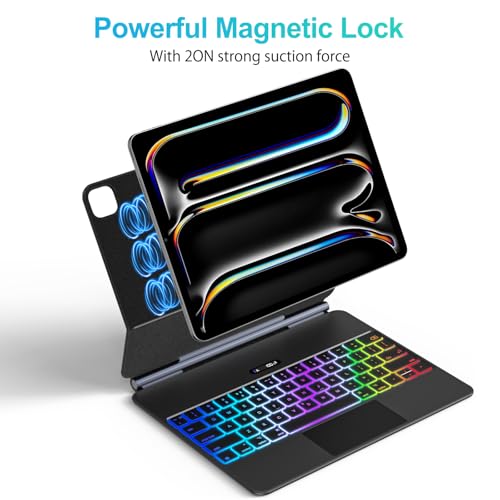 Image of Jibrealg Keyboard Case for iPad Pro 11 Inch (M4 2024 / M5 2025), Ultra-Slim Magic Keyboard with Multi-Touch Trackpad, 7 Colors Backlight, Smart Keyboard for iPad Pro 11 Inch, Black