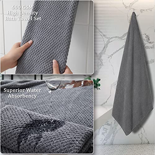 Bathroom Towel Set Dark Gray 4Pack-35X70 Towel,600Gsm Ultra Soft Microfibers Bath Towel Set Large Plush Bath Sheet Towel,Highly Absorbent Quick Dry Oversized Towels Spa Hotel Luxury Shower Towels #TOP5