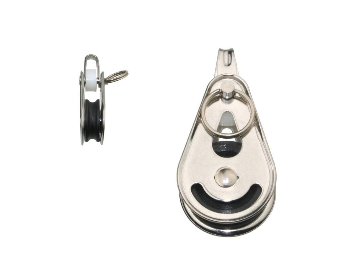 MINI Niederholer-Block Mit V-Klemme Und B&uuml;gel 2 Rollen F&uuml;r Schoten Bis 6 Mm - Ma