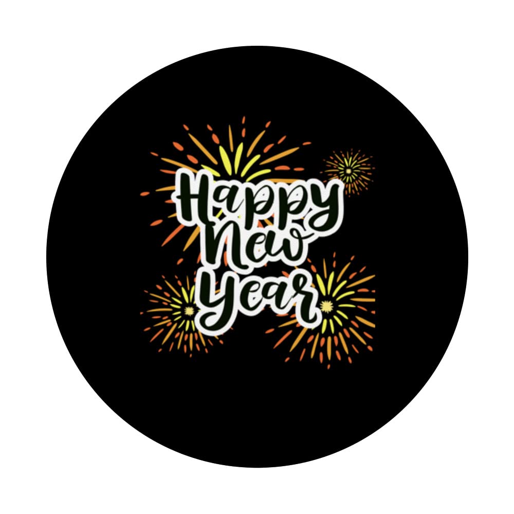 New Year's Eve Party Colorful Fireworks Firecrackers Design PopSockets Swappable PopGrip, Black - Image 3