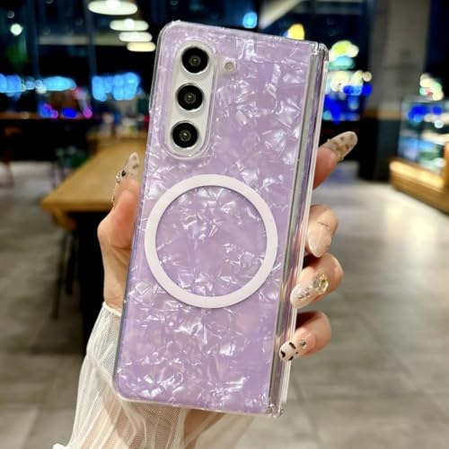Coque Samsung Z Fold 5 violette anti-rayures protégeant la charnière avec induction