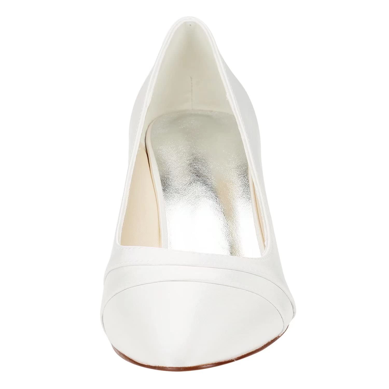 Brautschuhe Damen Satin Chunky Heel geschlossene Zehe