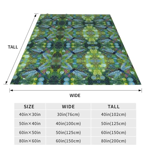 Couverture micro-polaire douce motif libellule bleue pour canapé lit - 6