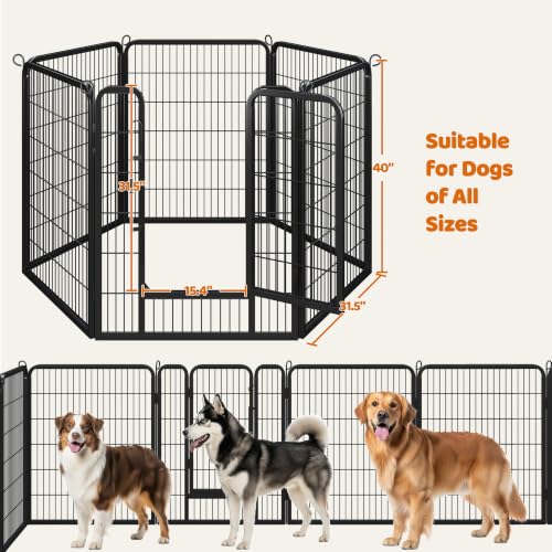 Image of Yaheetech 40 inch H 6-Panel Extra Wide Dog Playpen w /Door for Indoor Outdoor | Heavy Duty Metal Frame, Secure Latch Gate, Tool-Free Assembly, Portable For Yard RV Camping, Ideal For Medium & Large Pets