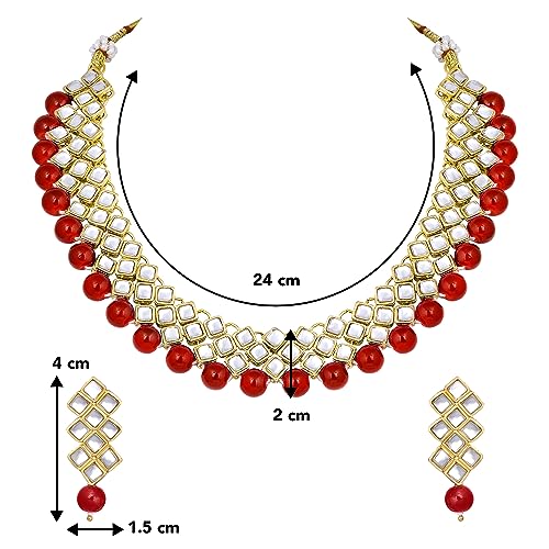 Image of Peora Kundan Faux Pearl Necklace & Jewelry Set Gift for Women