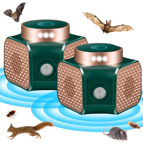 Repelente de ratones, repelente ultrasónico de roedores para ratones, ratas, murciélagos, hormigas, insectos, ardillas, repelente electrónico de plagas de 360° para interiores con 4 modos, luces