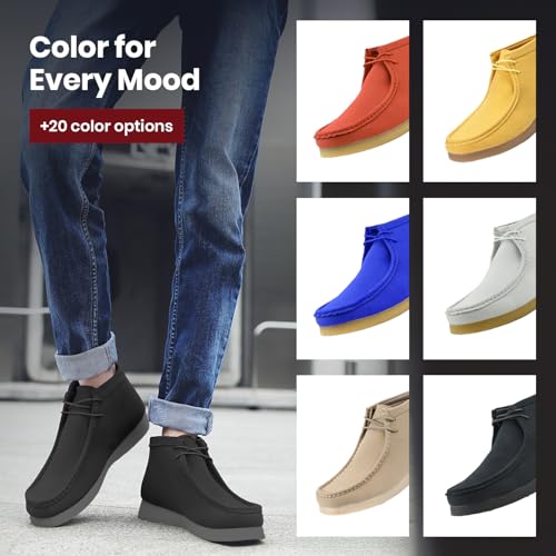 Image of Amali Casual Chukka Boots for Men, High-Top, Lace Up Suede Men's Shoes, Desert Boots with Crepe Rubber Sole