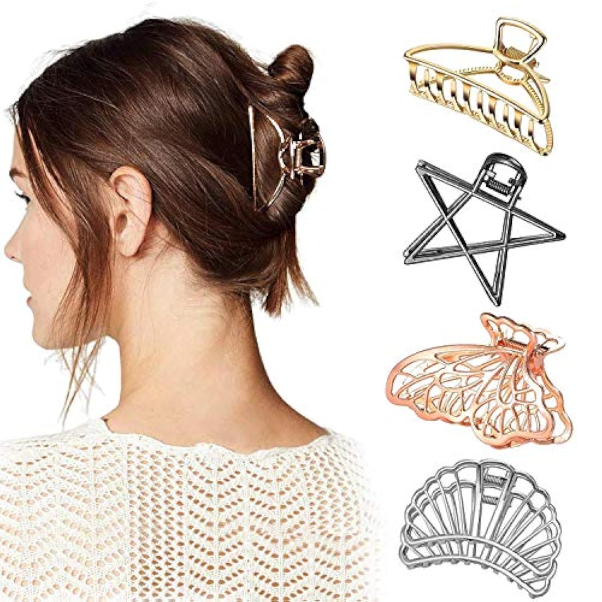 Hollow Hair Clips Medium Metal Clutchers, Minimalist Design