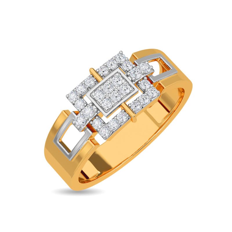 14K BIS Hallmark Pure Yellow Gold & SI Real Diamond Aiden Ring For Mens Size 14-image-26
