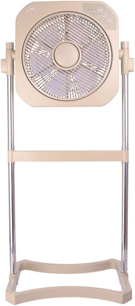Air Innovations High Performance Silent 12” Swirl Cool 2-in-1 Fan with Cord Wrap Adjustable Height and Timer (Beige)