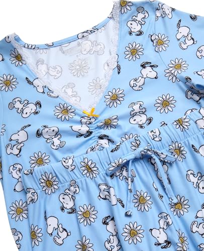 Image of COCO BRANDS Peanuts Snoopy Strawberry Shortcake Womens Pajama Sets - 2 Piece Short Sleeve Sleep Shirt and Pajama Shorts