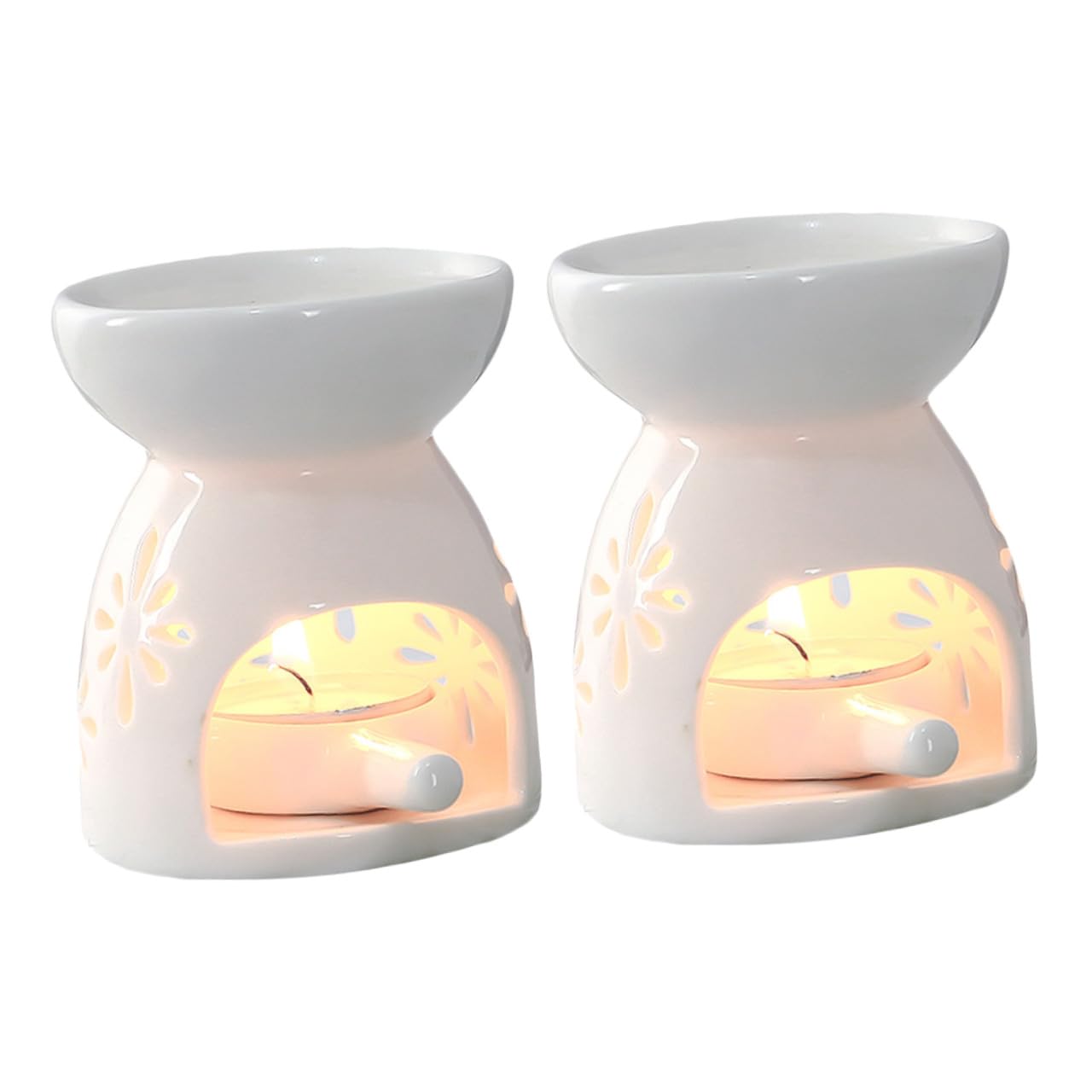 Brûleur D'aromathérapie à Bougie 2 Pièces en Céramique Blanc