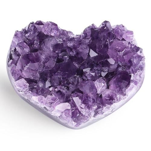 XIANNVXI Amethyst Druse Herz Amethyst Stein Herz Groß Kristalle Heilsteine Herzen Druse Stein Kristall Roh Ametist Steine Echt Herzstein Meditation Lila Deko Valentinstag UnregelmäßIge 4-5cm Geoden