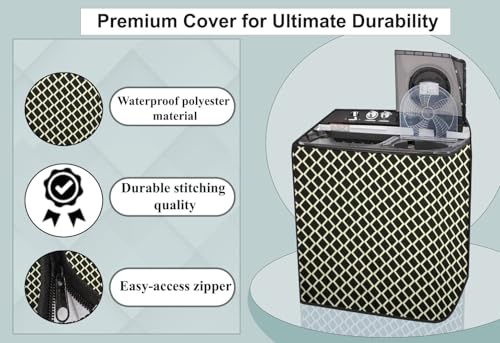 Image of Stylista Polyester Washing Machine Cover Compatible for Godrej 7.5 KG Semi-Automatic Top Loading WSEDGECLS755.0PN2GPGR, Check Coffee