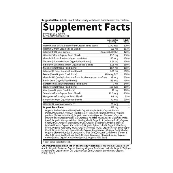 Garden of Life Organics Whole Food Multivitamin for Men, 120 Tablets, Vegan Mens Vitamins and Minerals for Mens Health and Well-Being, Certified Organic Vegan Mens Multi