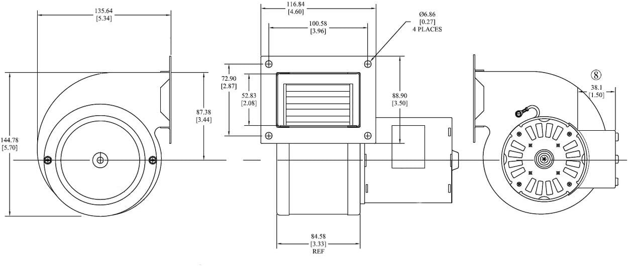 3.3 Inch Blower | Replaces: Dayton 1TDP7, 4C446, 6FHX8, 4C005 & Fasco A166, 7021-3469
